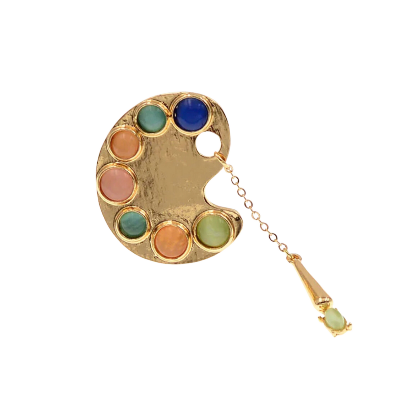 Goldtone Palette Chain Paint Brush Brooch