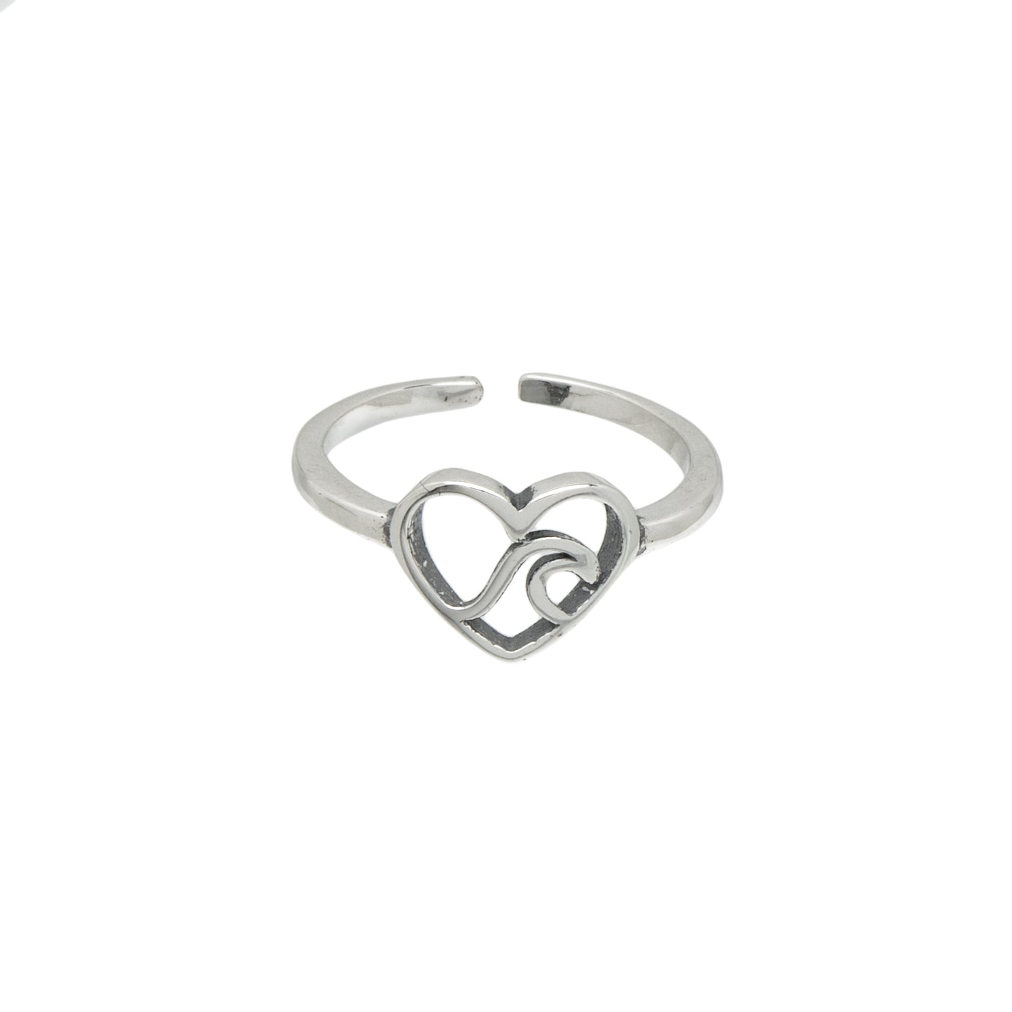 Sterling Silver Wave Heart Toe Ring