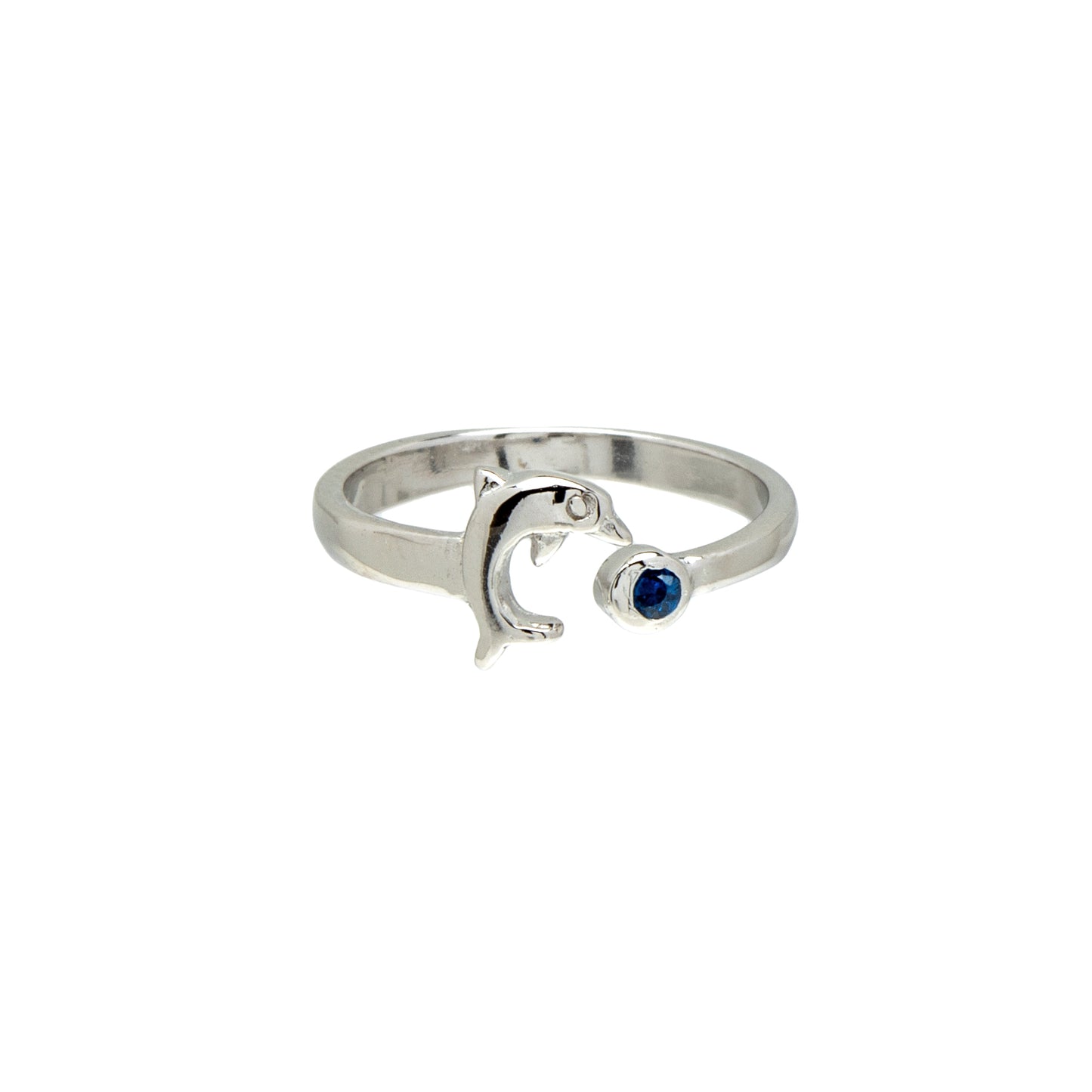 Sterling Silver Blue Cubic Zirconia Dolphin Toe Ring