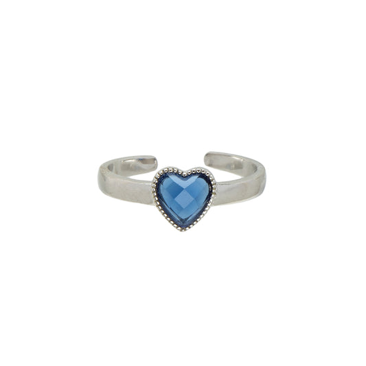 Sterling Silver Blue Heart Cubic Zirconia Toe Ring