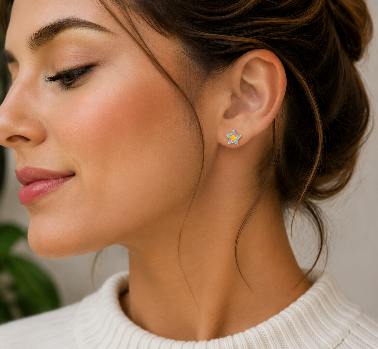 Sterling Silver Rainbow Star Children's Stud Earrings