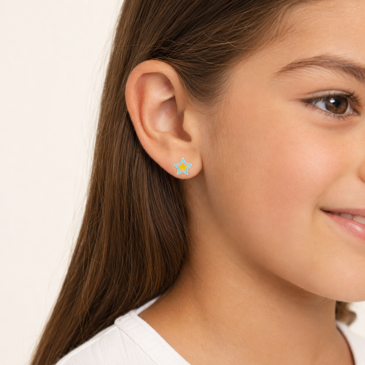 Sterling Silver Rainbow Star Children's Stud Earrings