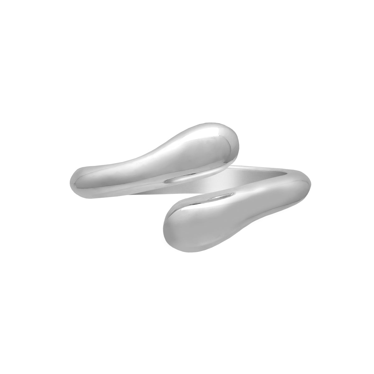 Sterling silver filled bypass ring with smooth rounded ends