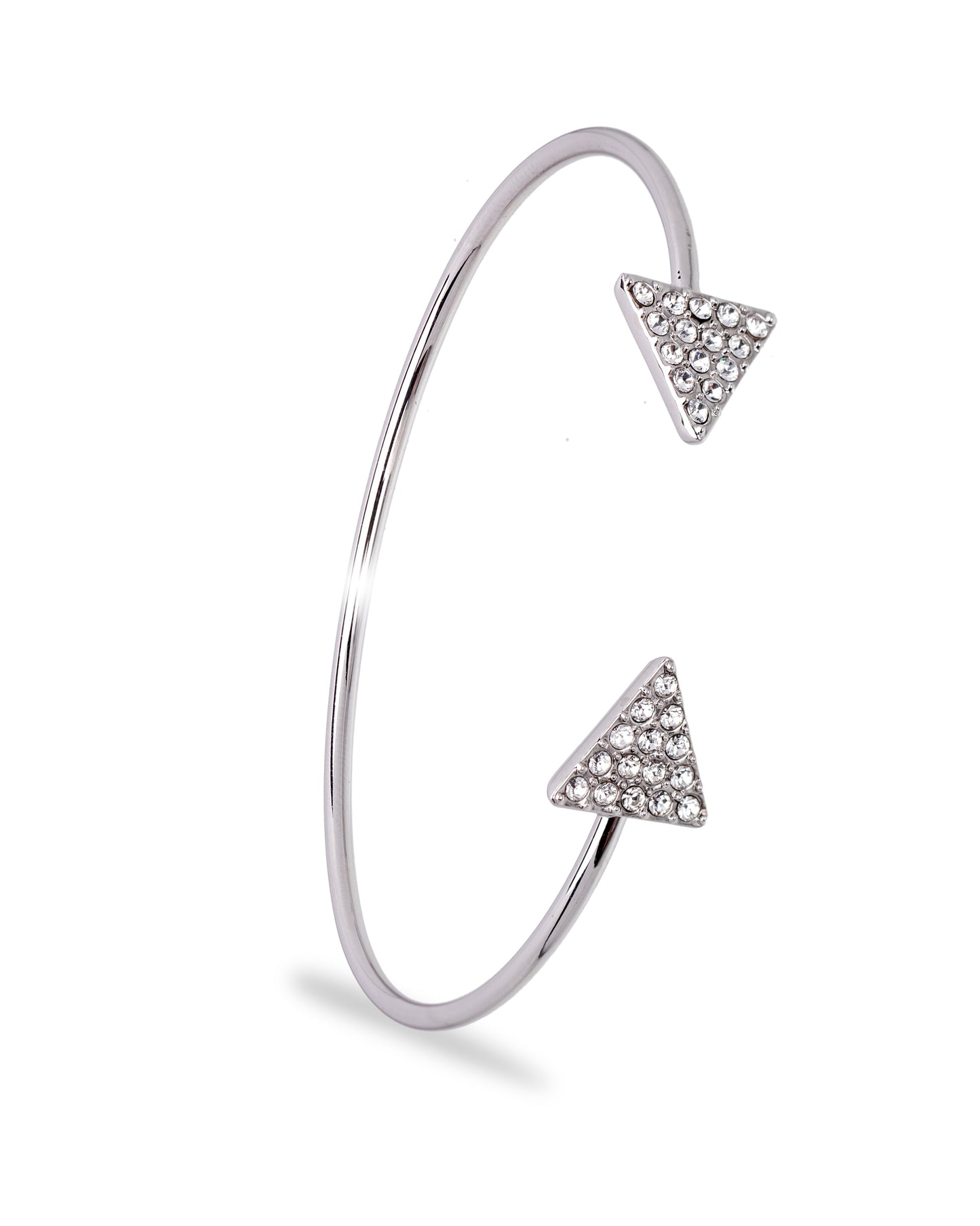 Silvertone Triangle Pave Cuff With Swarovski Crystals