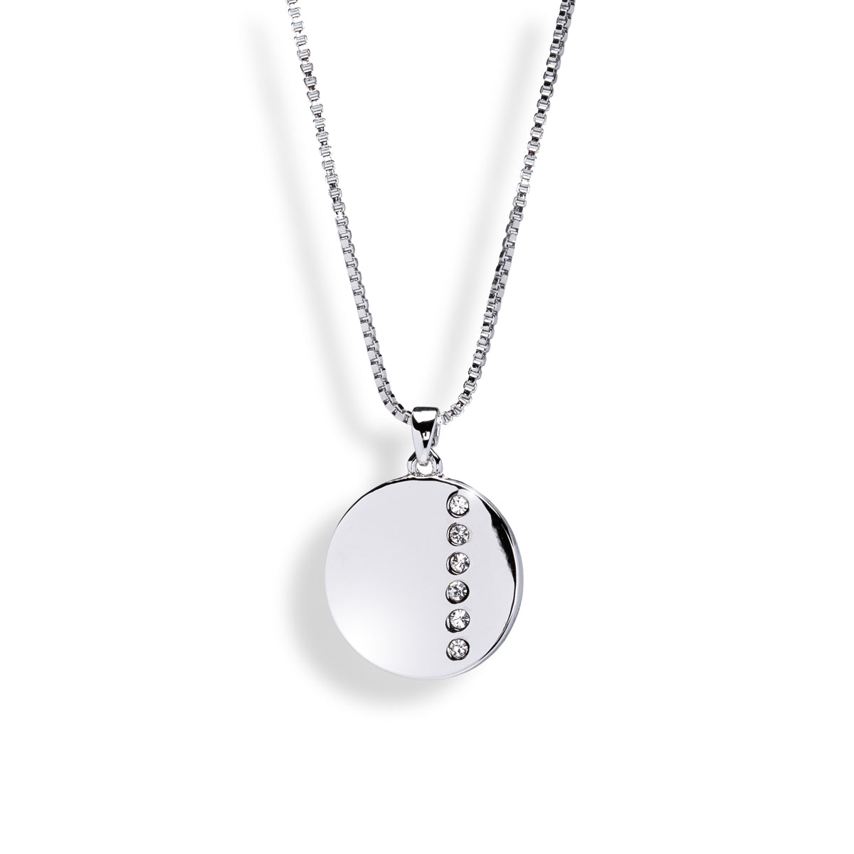 Disc Pendant Necklace With Dainty Crystals