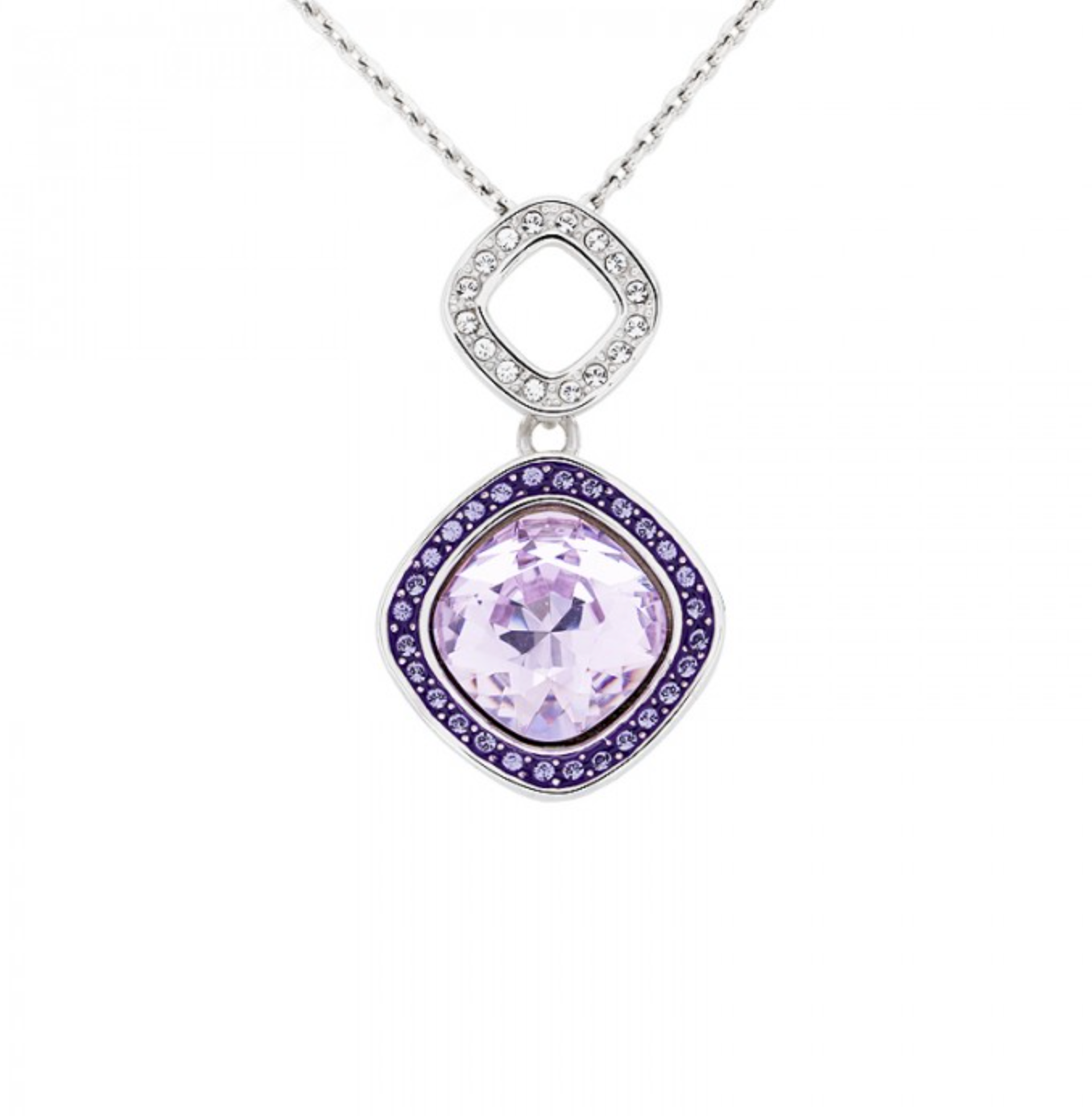 Pave Two-Toned Crystal Open Diamond Pendant Necklace