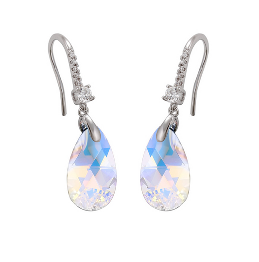 Aurora Borealis Teardrop Pave Swarovski Crystal Earrings