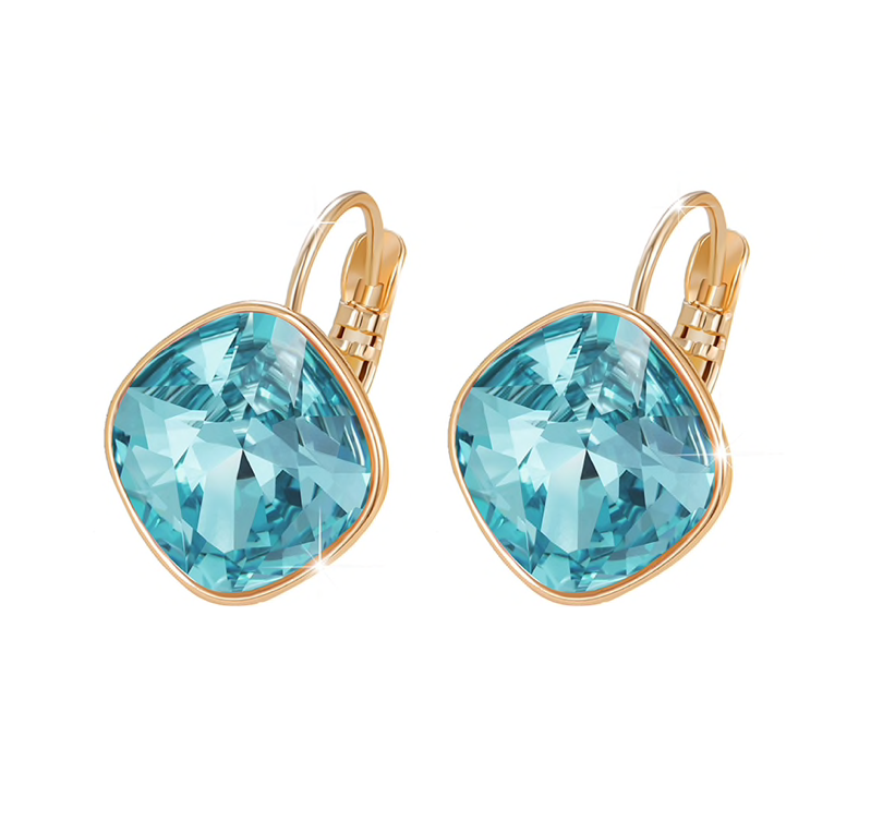 Goldtone & Cushion Cut Crystal Leverback Earrings