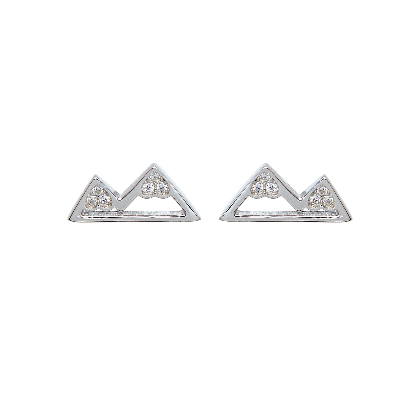 Sterling Silver Cubic Zirconia Mountain Stud Earrings