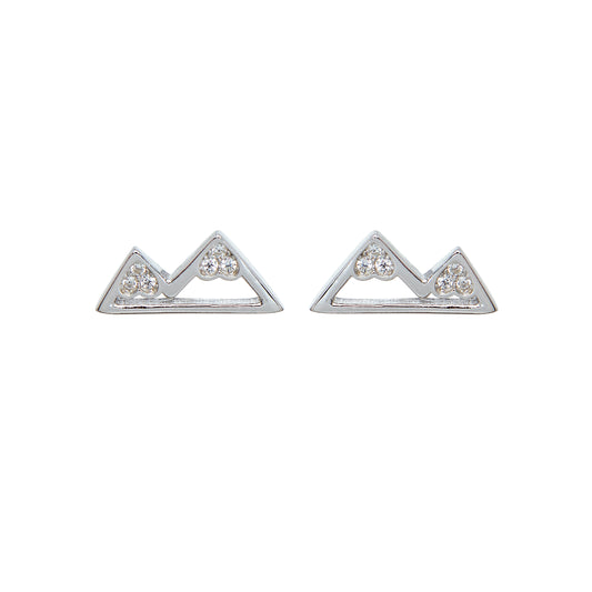 Sterling Silver Cubic Zirconia Mountain Stud Earrings