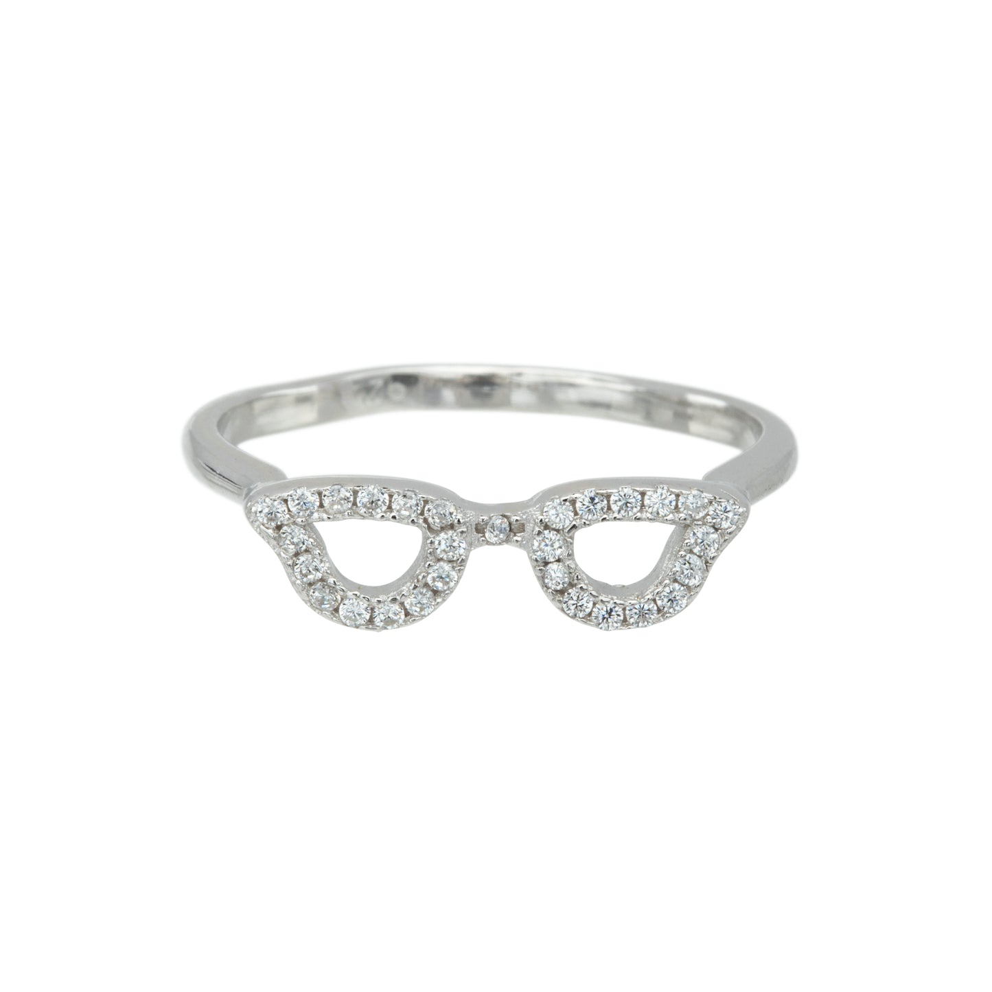 Sterling Silver & Cubic Zirconia Pavé Glasses Ring