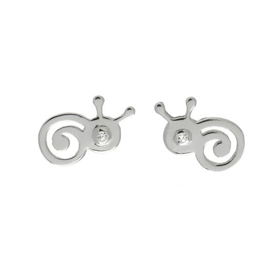 Sterling Silver Cubic Zirconia Snail Stud Earrings