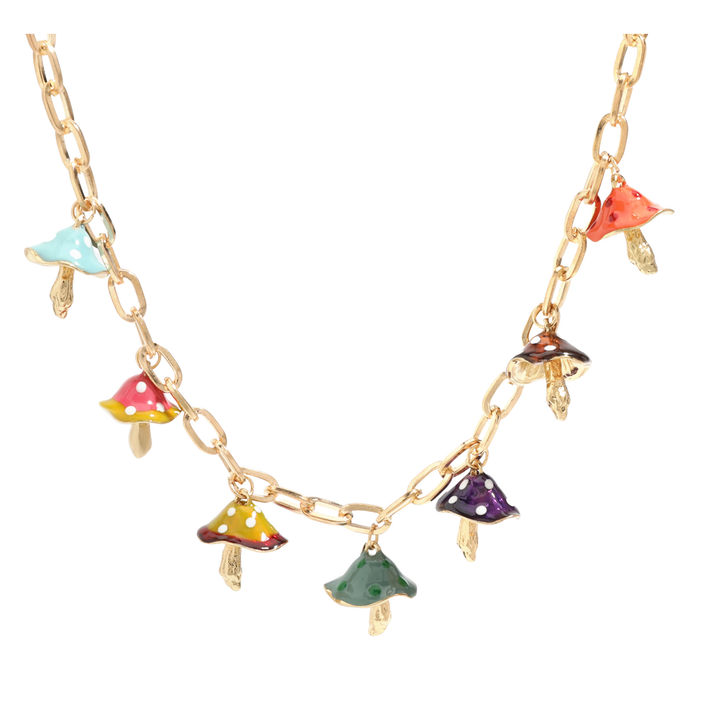 Goldtone Multi Colored Mushroom Necklace