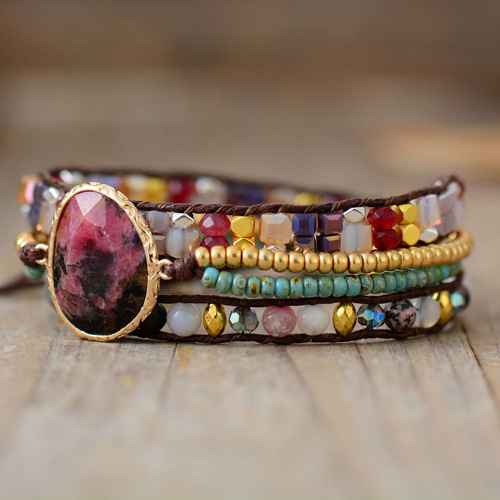 Red Jasper Multi Colored Beaded Bracelet