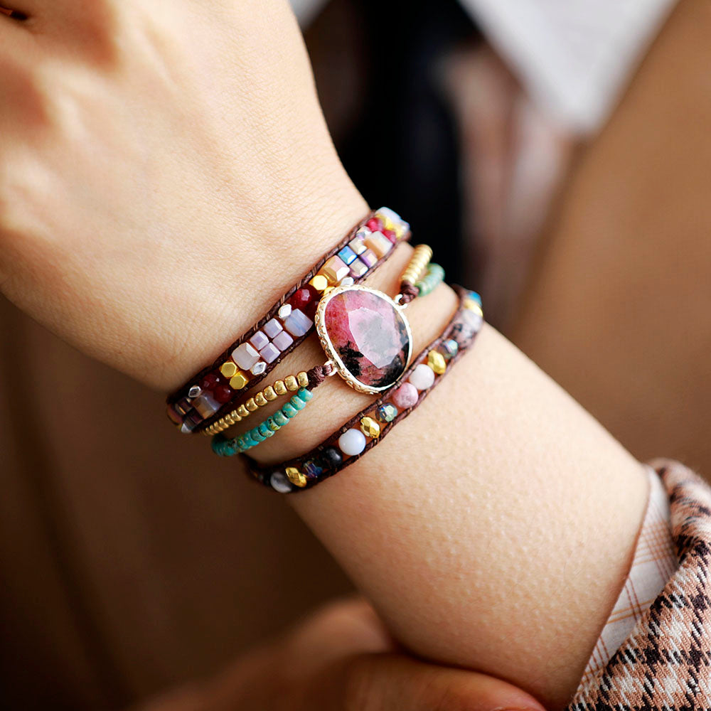 Red Jasper Multi Colored Beaded Bracelet