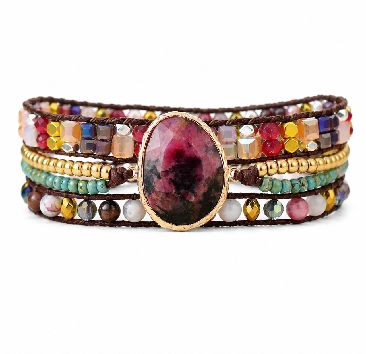 Red Jasper Multi Colored Beaded Bracelet