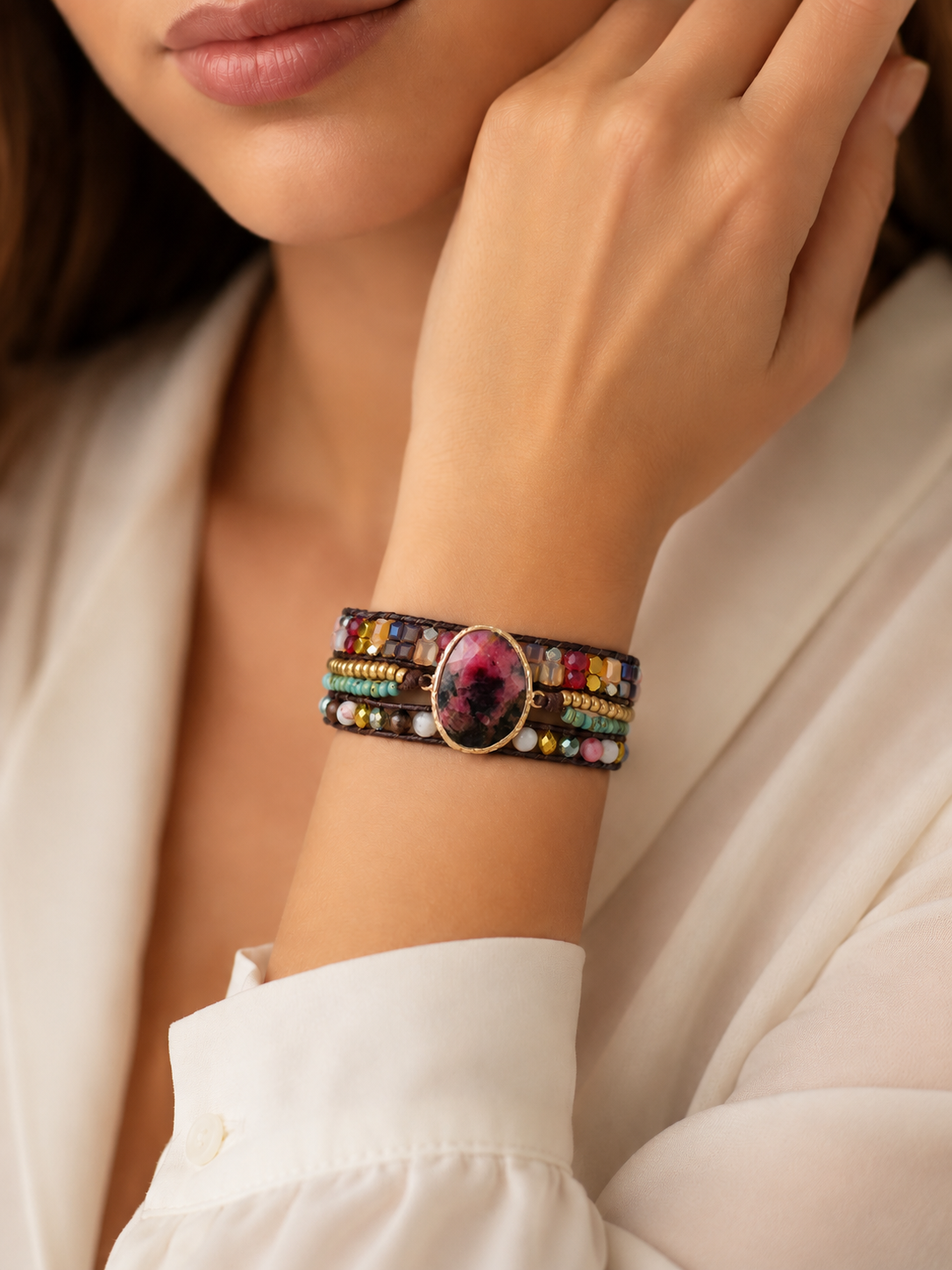 Red Jasper Multi Colored Beaded Bracelet