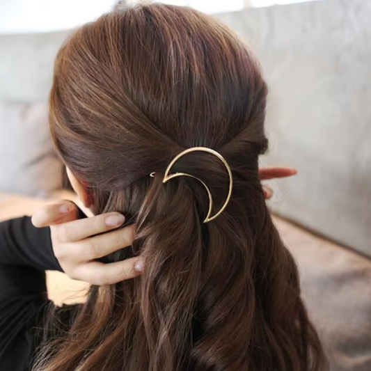 Goldtone Open Crescent Moon Hair Clip