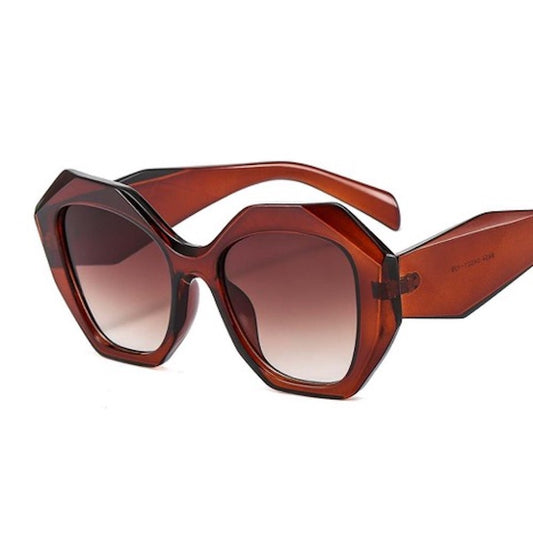Dark Brown Geometric Fashion Sunglasses