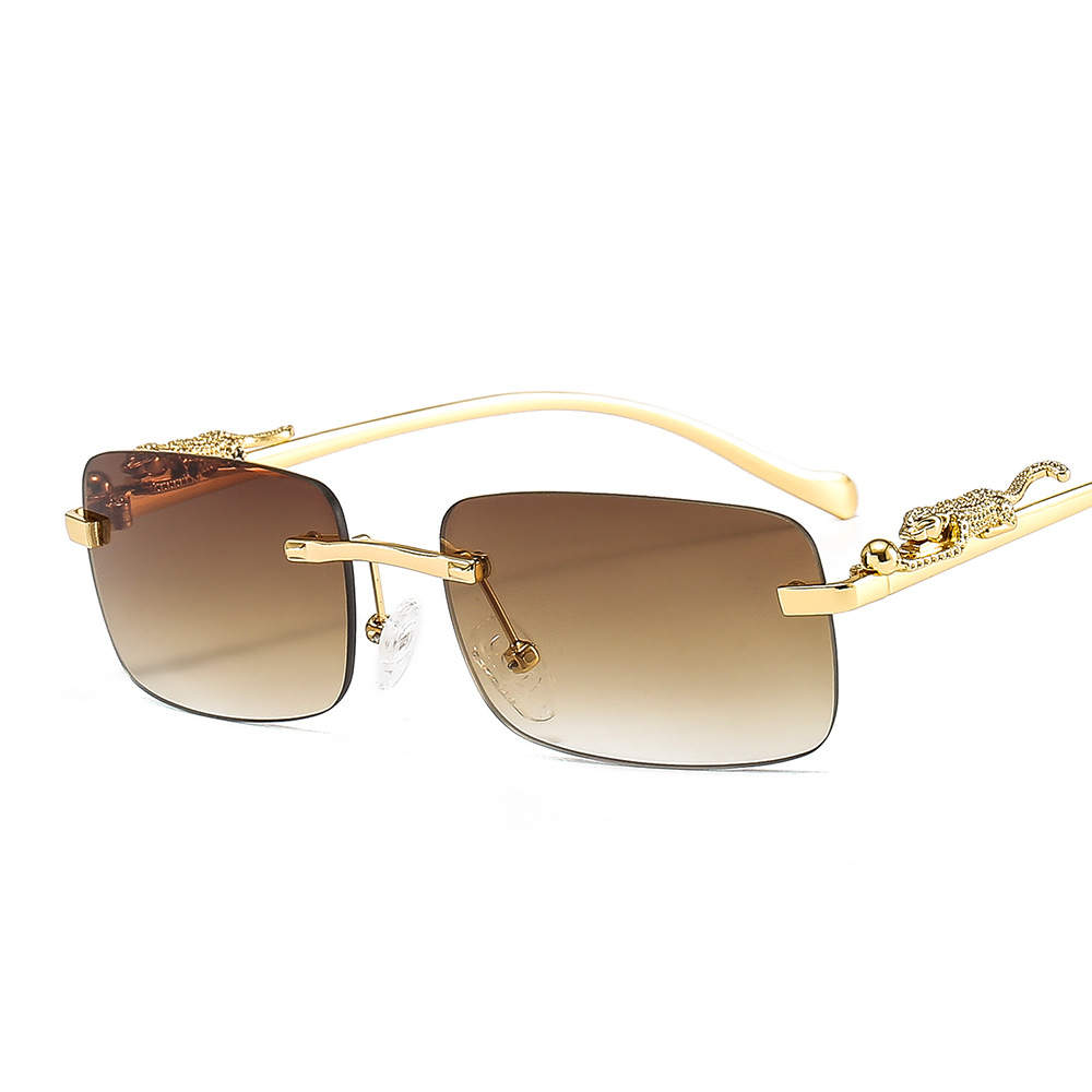 Goldtone jaguar-detail square fashion sunglasses, product image 3