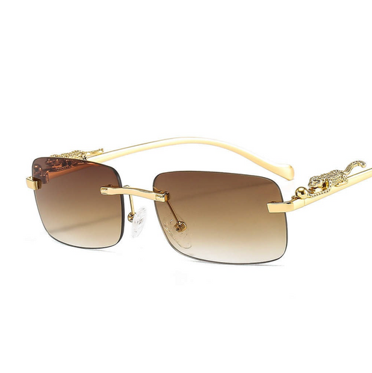 Goldtone Square Jaguar Fashion Sunglasses