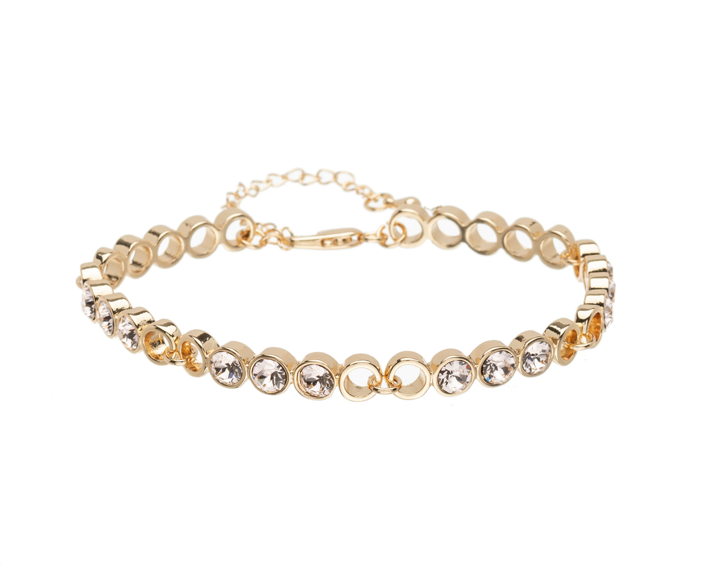 Crystal Circular & Open Linked Bracelet