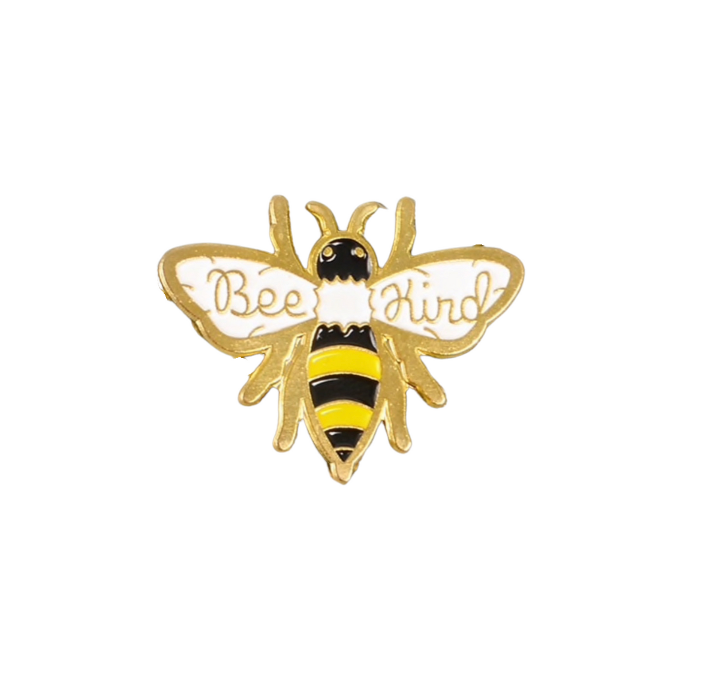 Black Goldtone Bee Kind Brooch