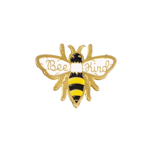 Black Goldtone Bee Kind Brooch