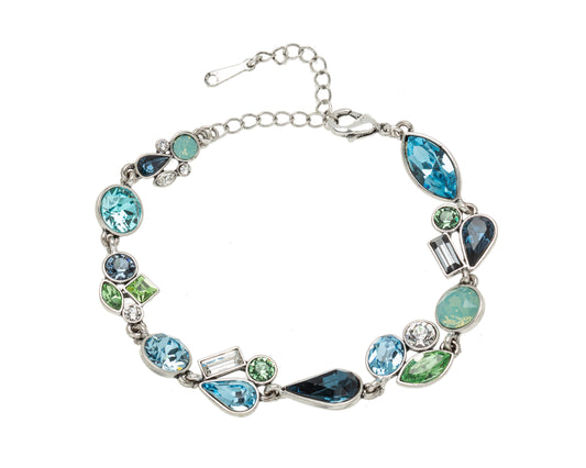 Blue Green Teardrop Swarovski Crystal Bracelet