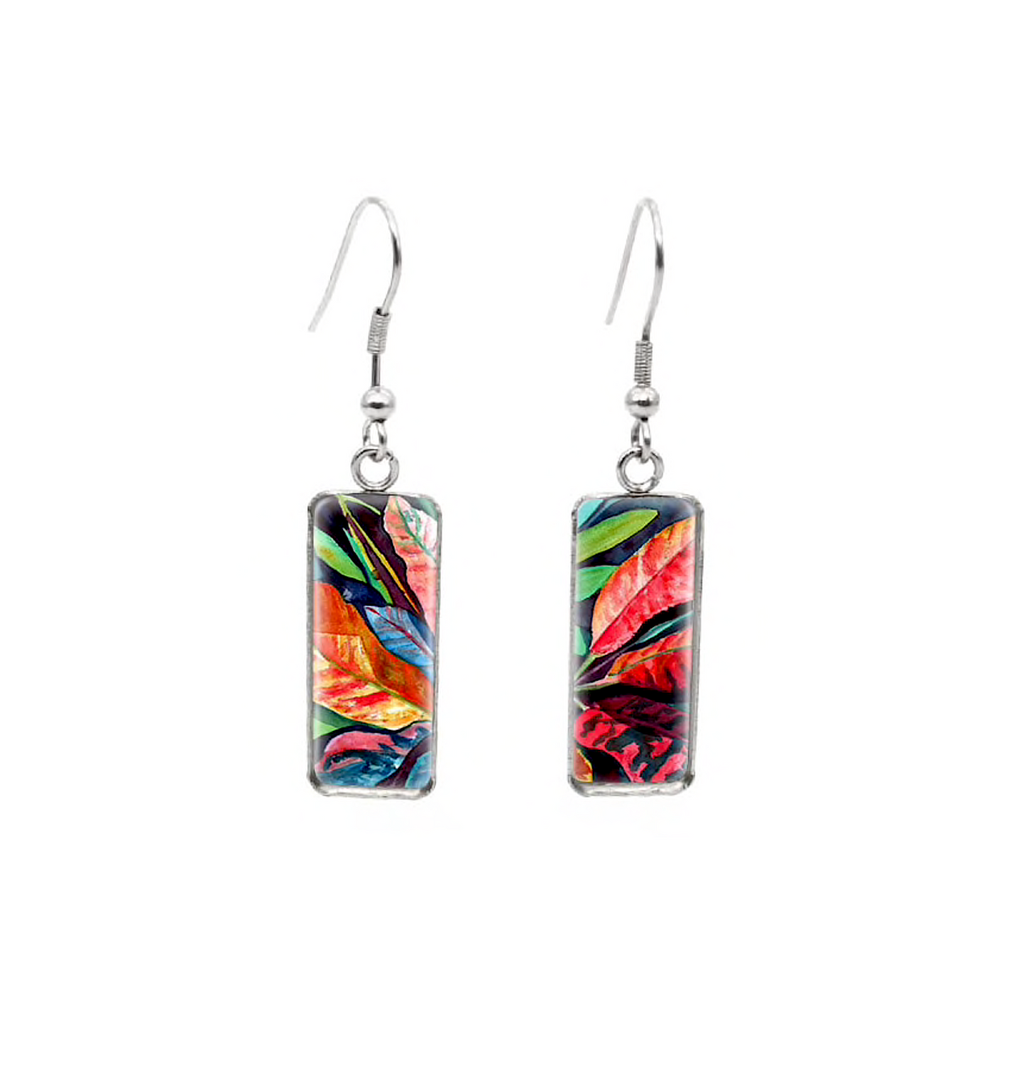 Patterned Rectangular Drop Earrings