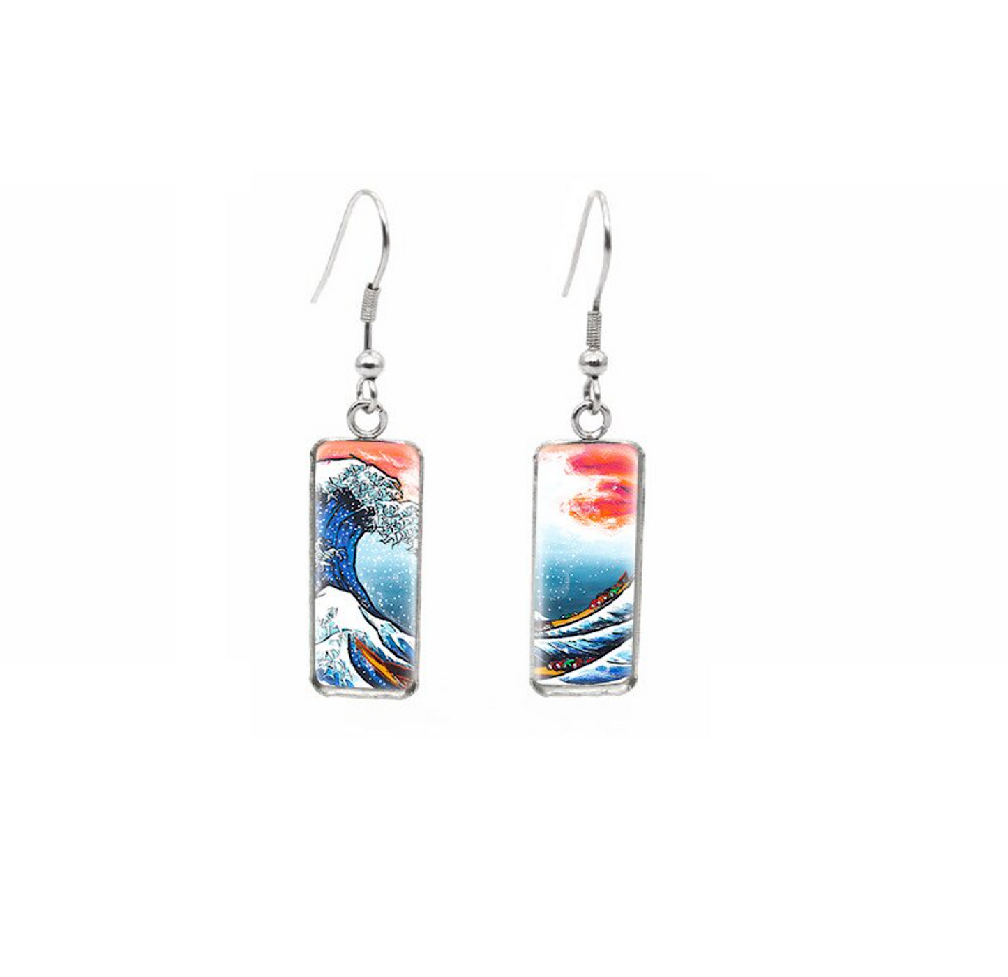 Beach Themed Rectangular Drop Earrings