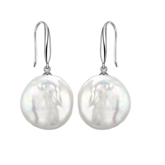 White Coin Freshwater Pearl Drop Earrings