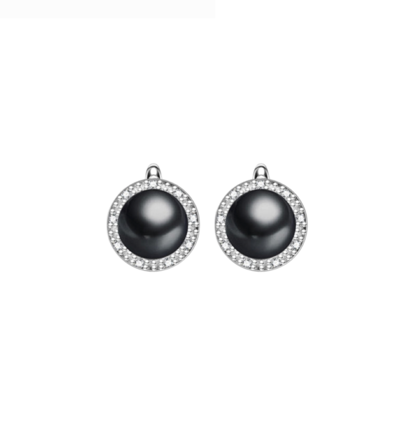 Black Freshwater Pearl Cubic Zirconia Halo Stud Earrings