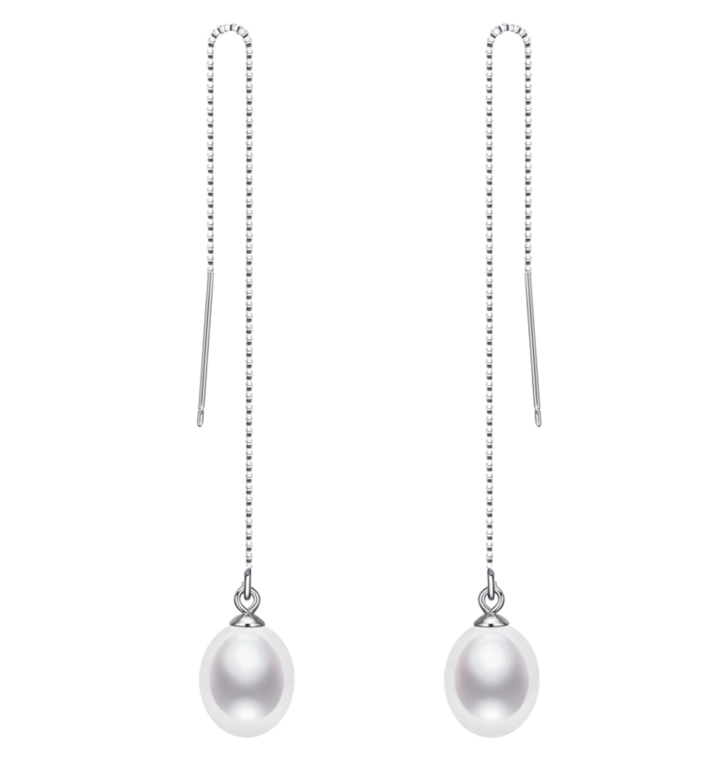 White Freshwater Pearl Threader Earrings