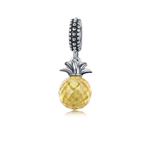 Yellow Cubic Zirconia Pineapple Dangling Charm