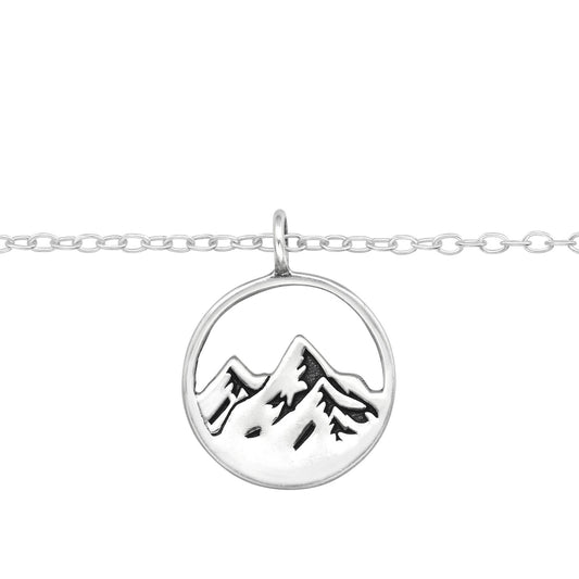 Sterling Silver Anklet with Mountain Range Charm