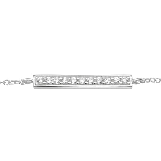 Sterling Silver Bar Anklet with CZ