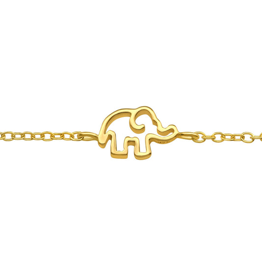 Sterling Silver 14kt Gold Plated Dainty Elephant Anklet