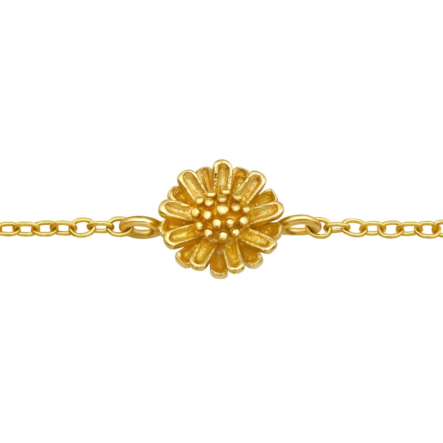 Sterling Silver 14kt Gold Plated Dainty Daisy Anklet