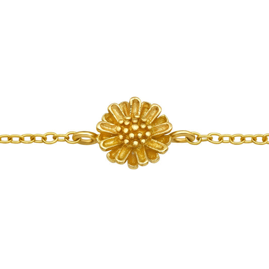 Sterling Silver 14kt Gold Plated Dainty Daisy Anklet