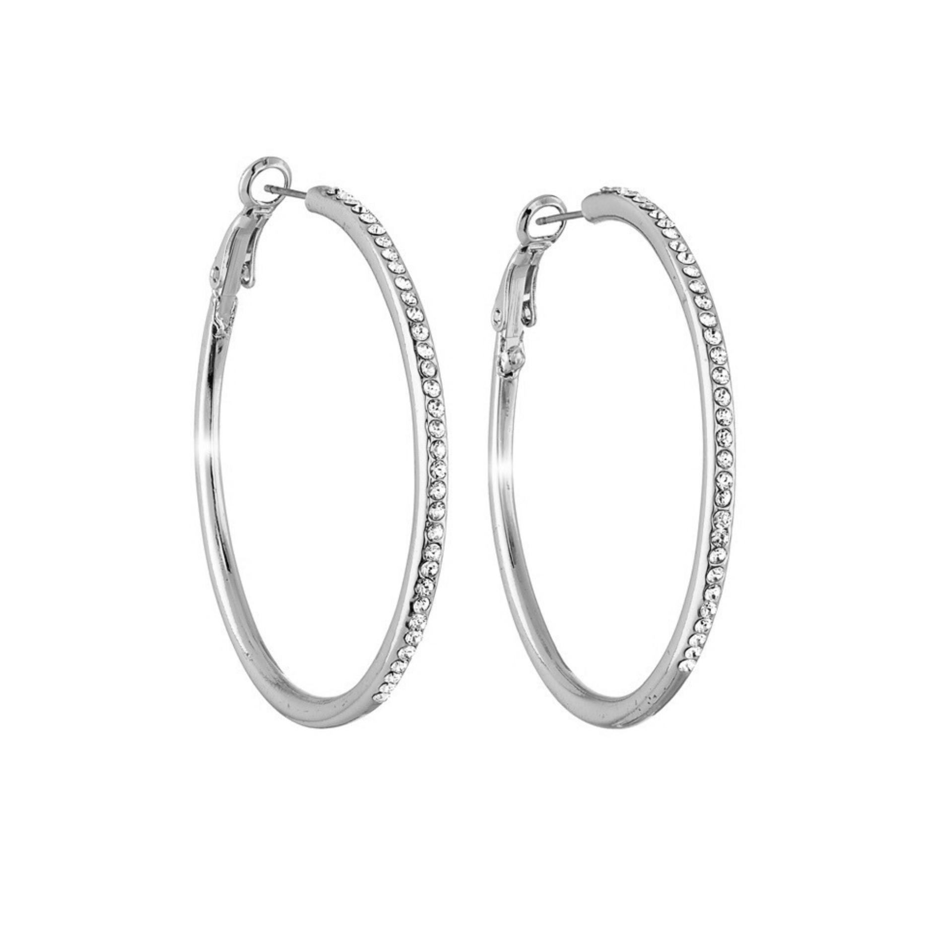 Hoop earrings with Swarovski crystals, rhodium plated, lightweight sparkling design by callura