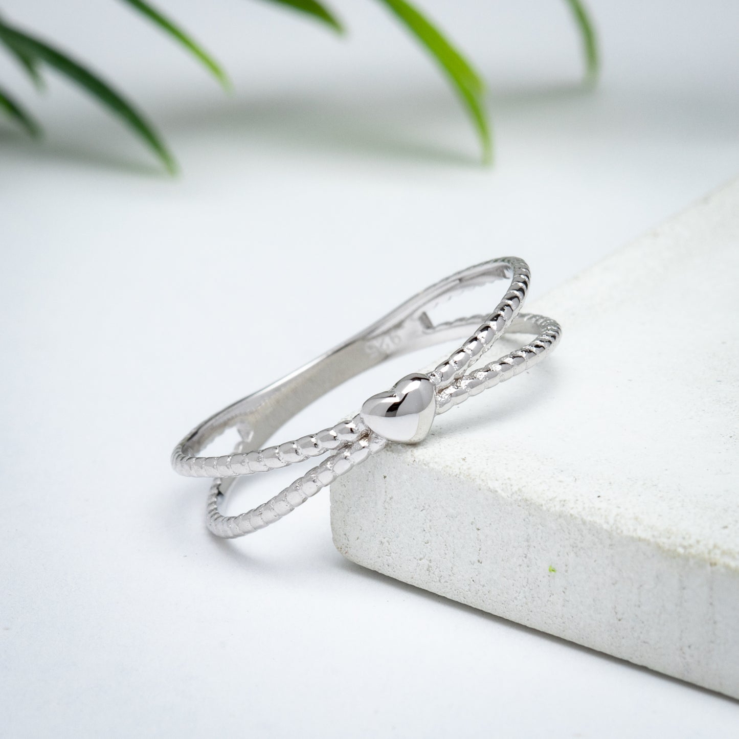 Sterling Silver Two Layer Rope Heart Ring