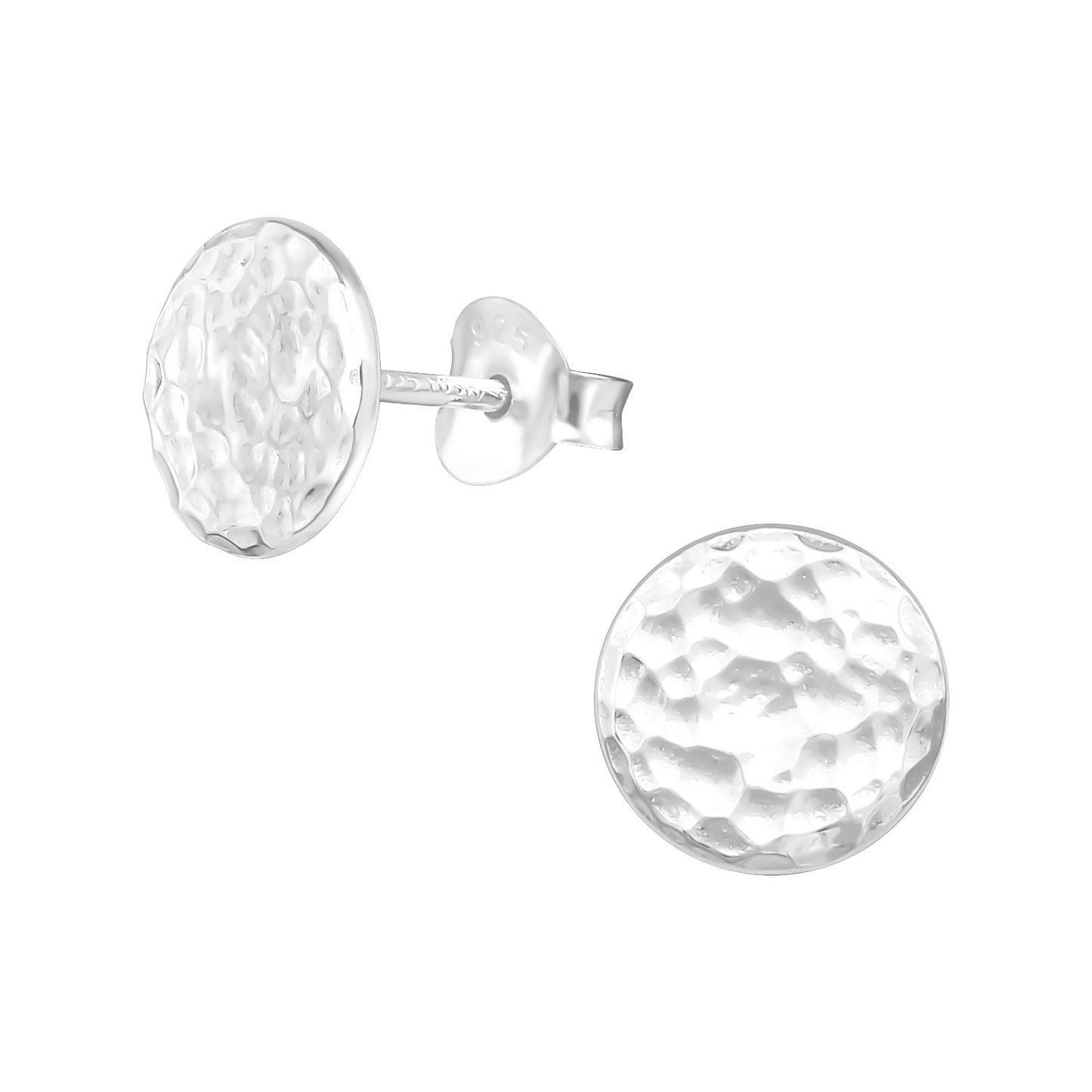 Sterling Silver Hammered Disc Stud Earrings