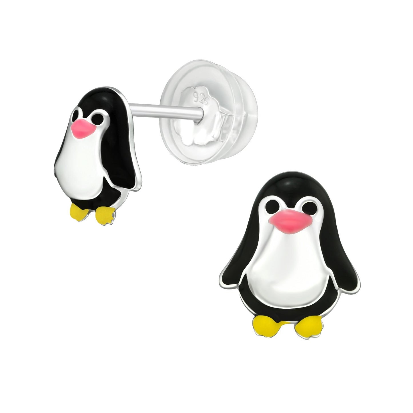 Sterling Silver Enamel Painted Penguin Stud Earrings