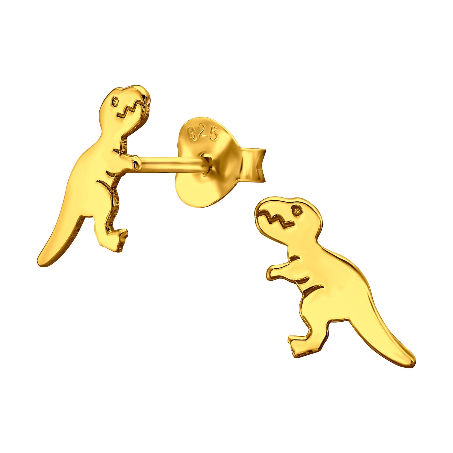 Sterling Silver 18k Gold-Plated Dino Stud Earrings