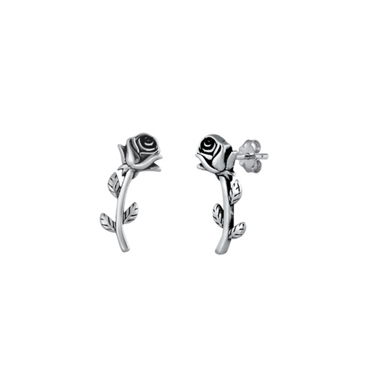 Sterling Silver Rose Stud Earrings