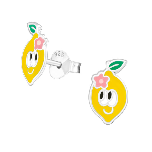 Sterling Silver Lemon Enamel Stud Earrings