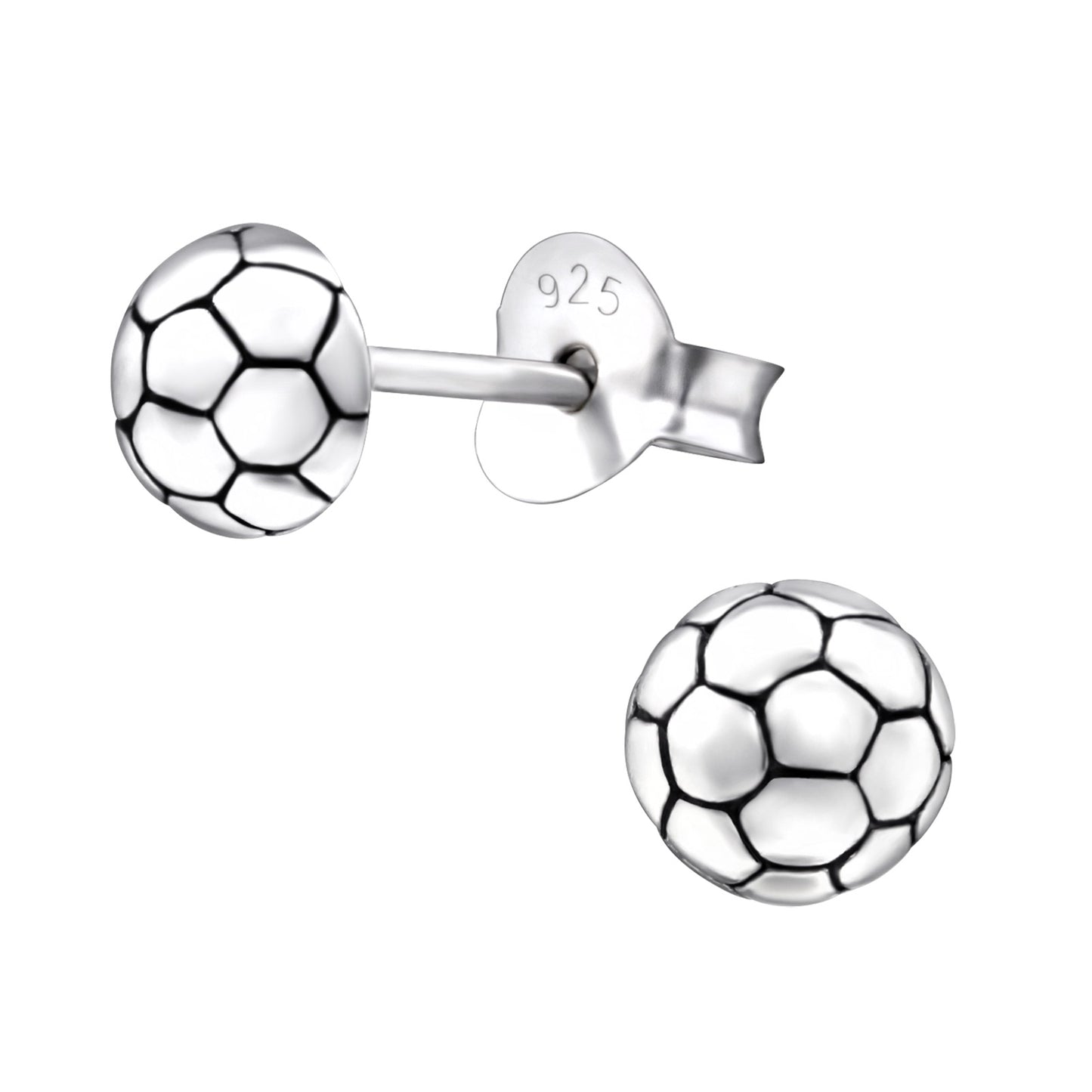 Sterling Silver Soccer Ball Stud Earrings