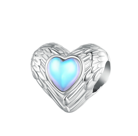 Sterling Silver Angel Wing Heart Charm