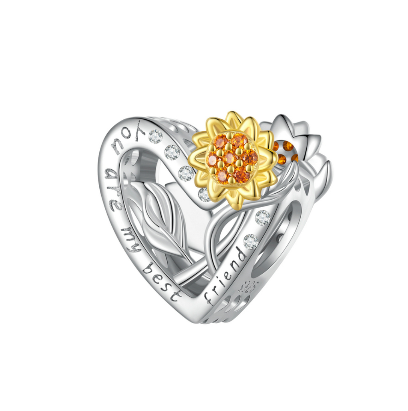 Cubic Zirconia & Sterling Silver 'Best Friend' Heart Charm